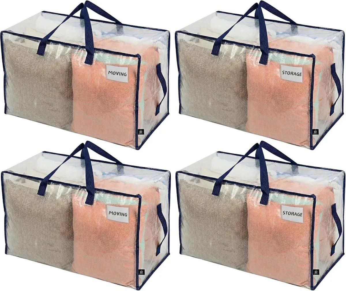 Clear Extra Large Moving Bags Storage Totes (4 - Image 1