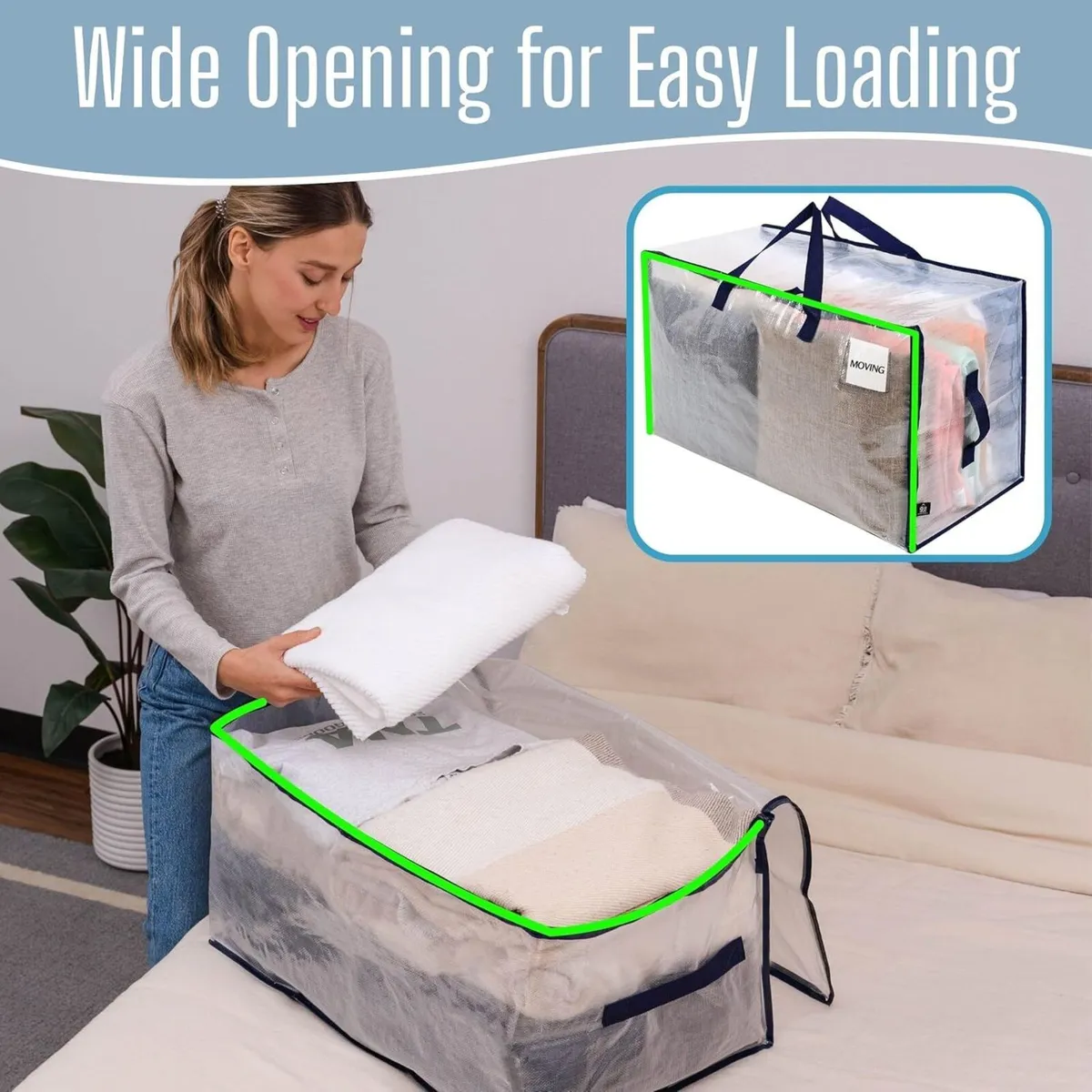 Clear Extra Large Moving Bags Storage Totes (4 - Image 2