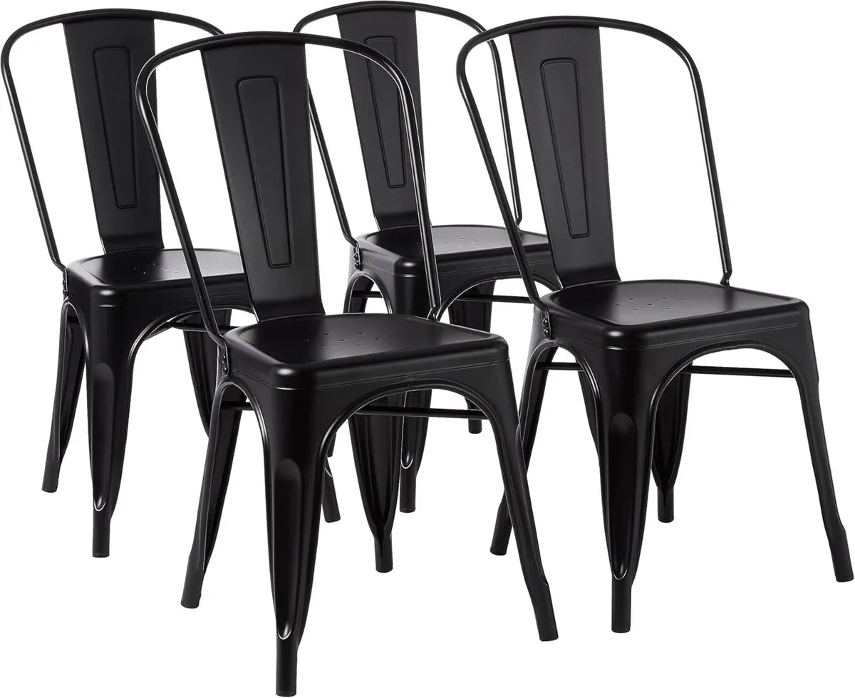 Metal Dining Chairs with Backrest Stackable - Image 1
