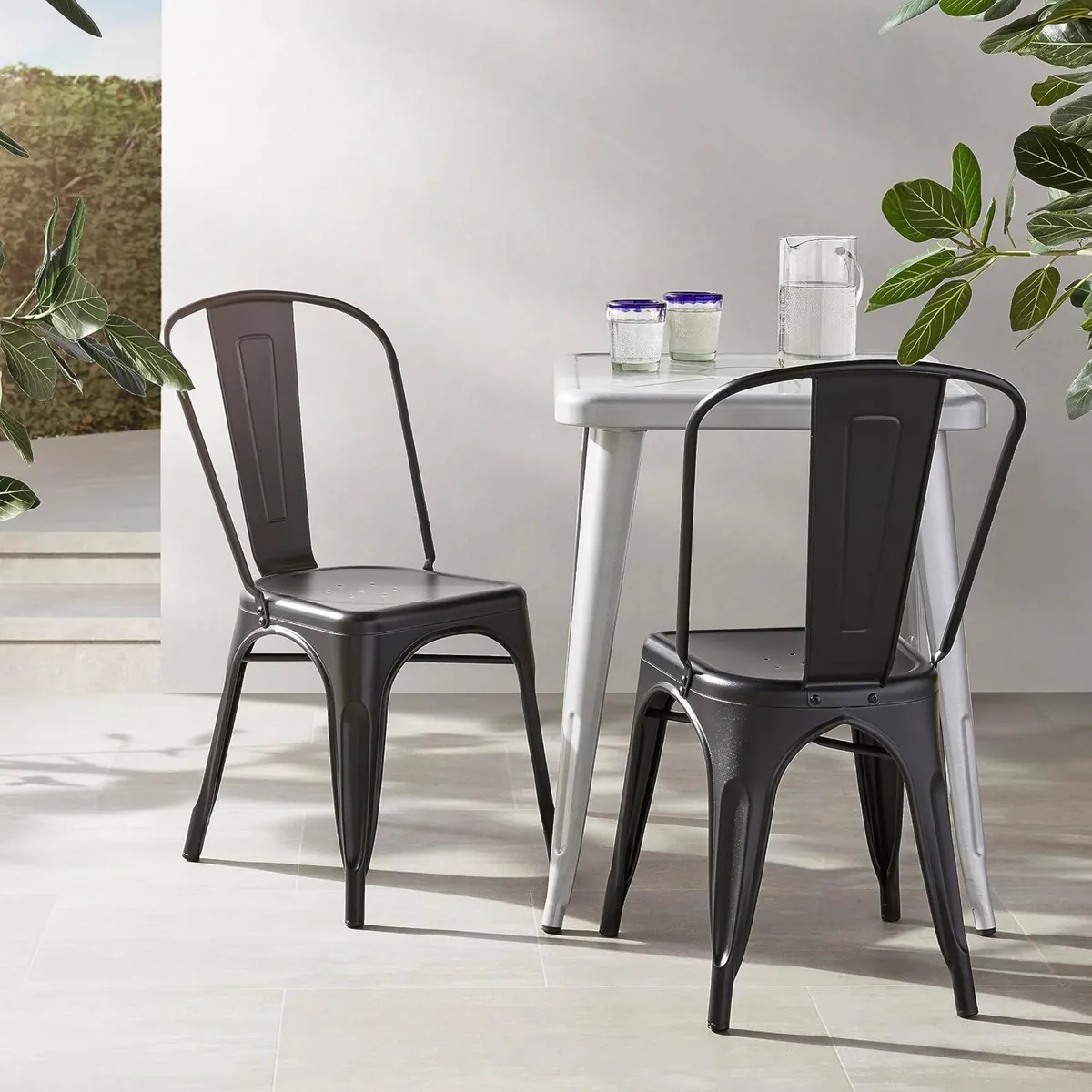 Metal Dining Chairs with Backrest Stackable - Image 2