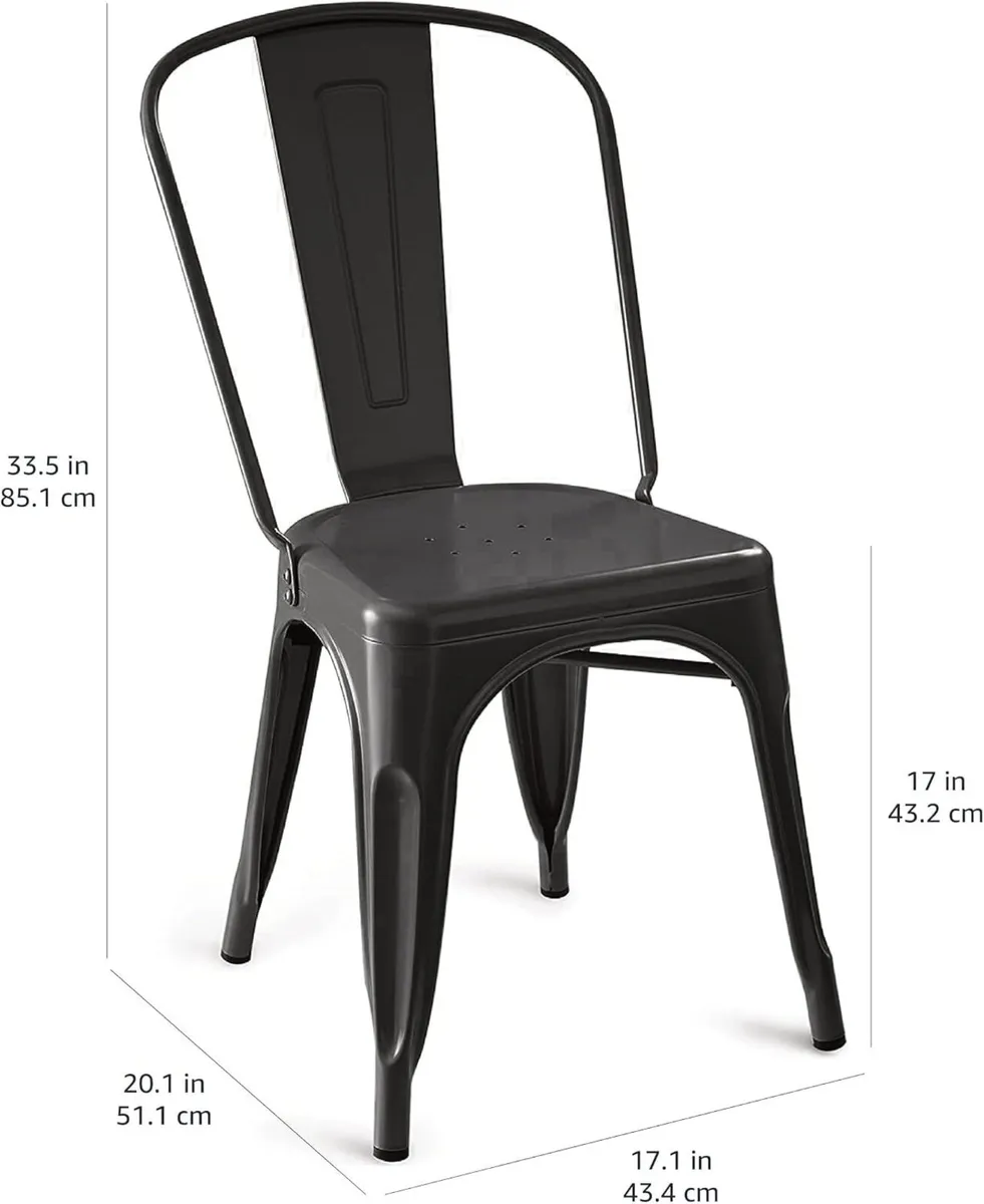Metal Dining Chairs with Backrest Stackable - Image 3