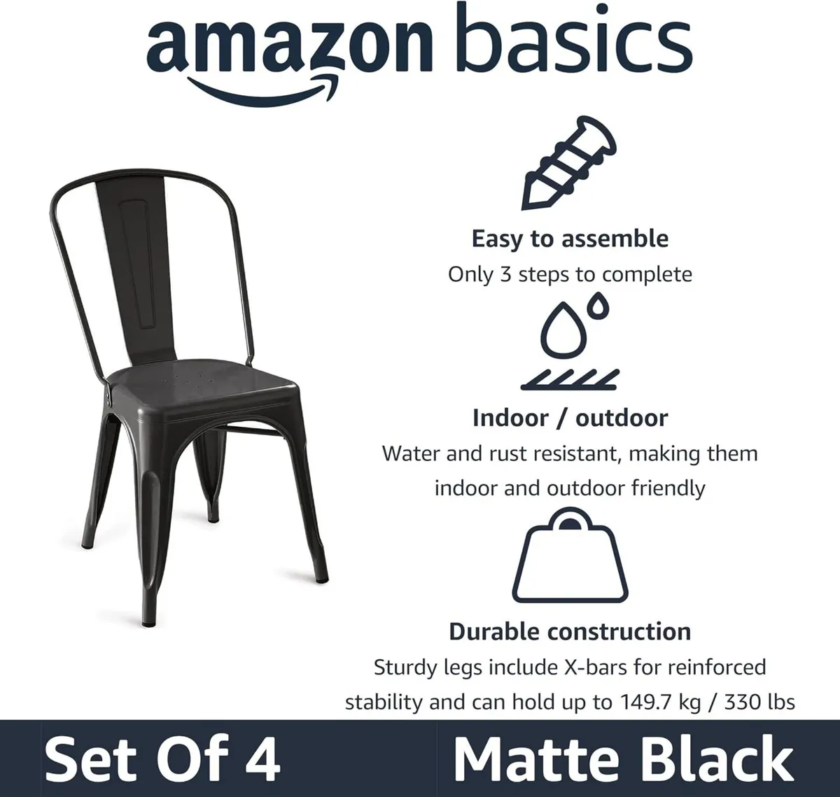 Metal Dining Chairs with Backrest Stackable - Image 4