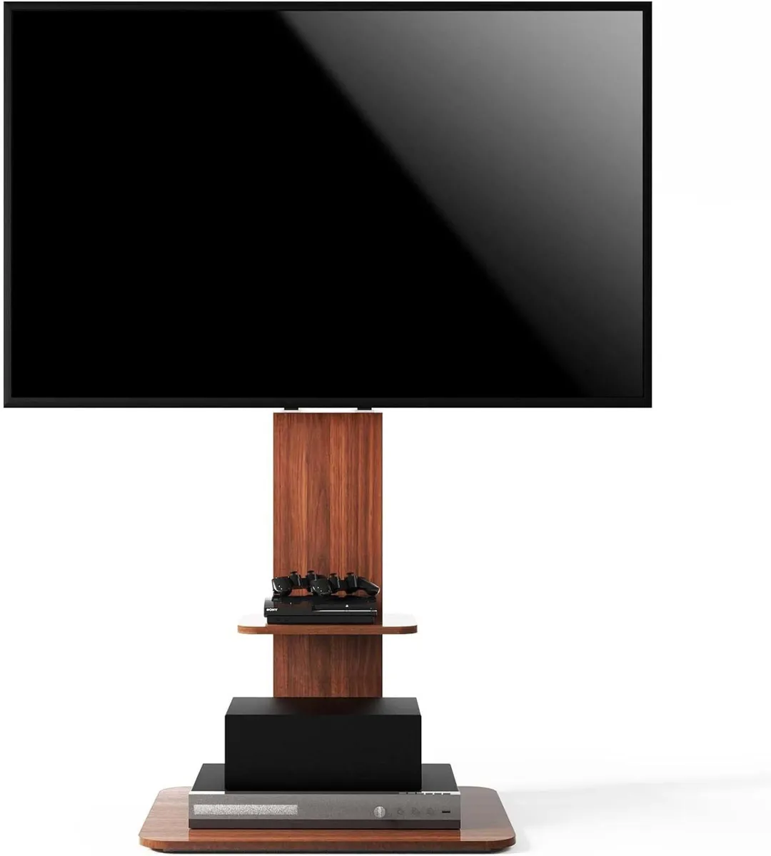 Wooden TV Stand Floor Mount with 2 Shelves - Image 1