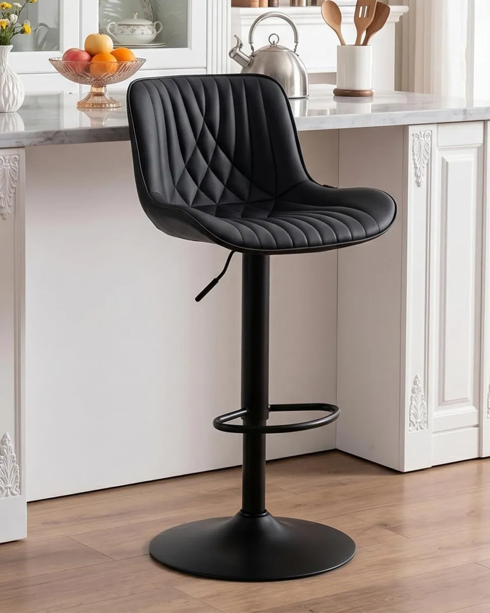Bar Stools Breakfast Chairs with Back PU Leather - Image 1