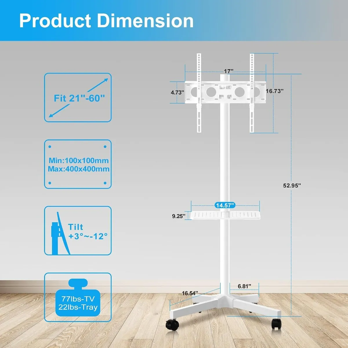 Mobile TV Stand for 21 to 60 Inch - Image 2