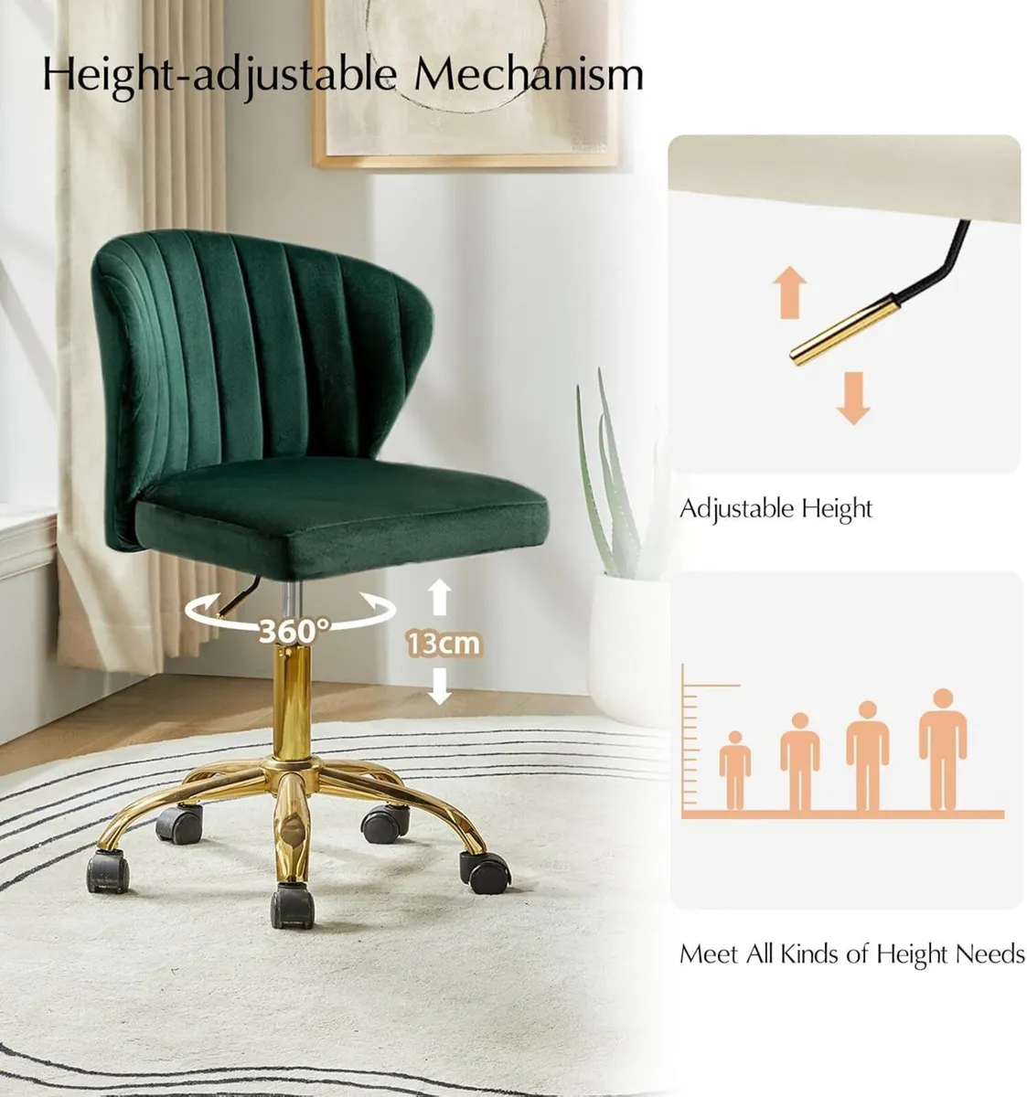 Adjustable Swivel Desk Chair with Base - Image 3