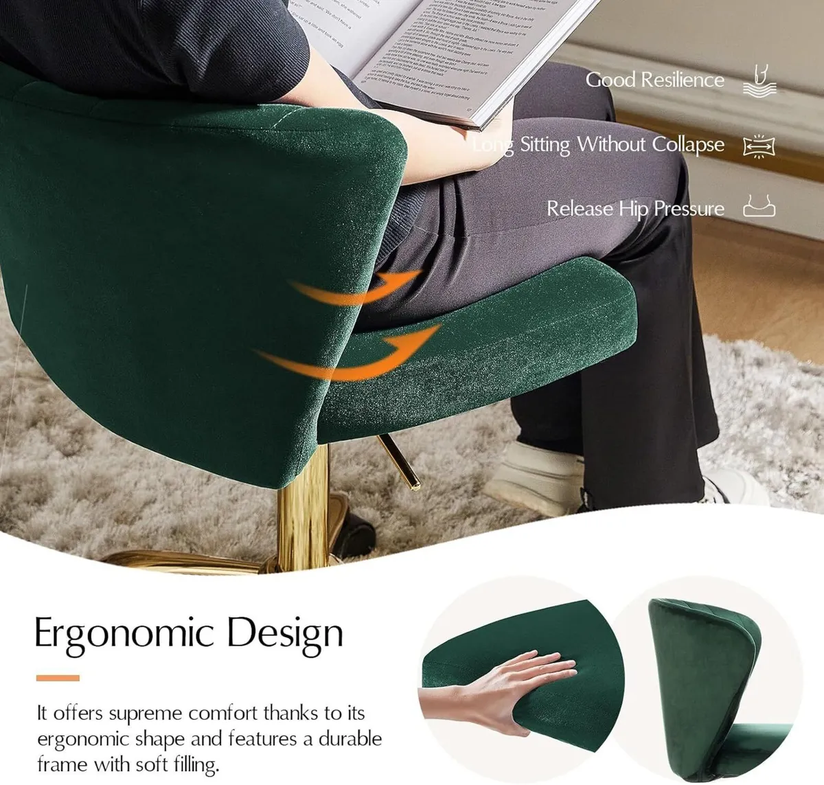 Adjustable Swivel Desk Chair with Base - Image 4