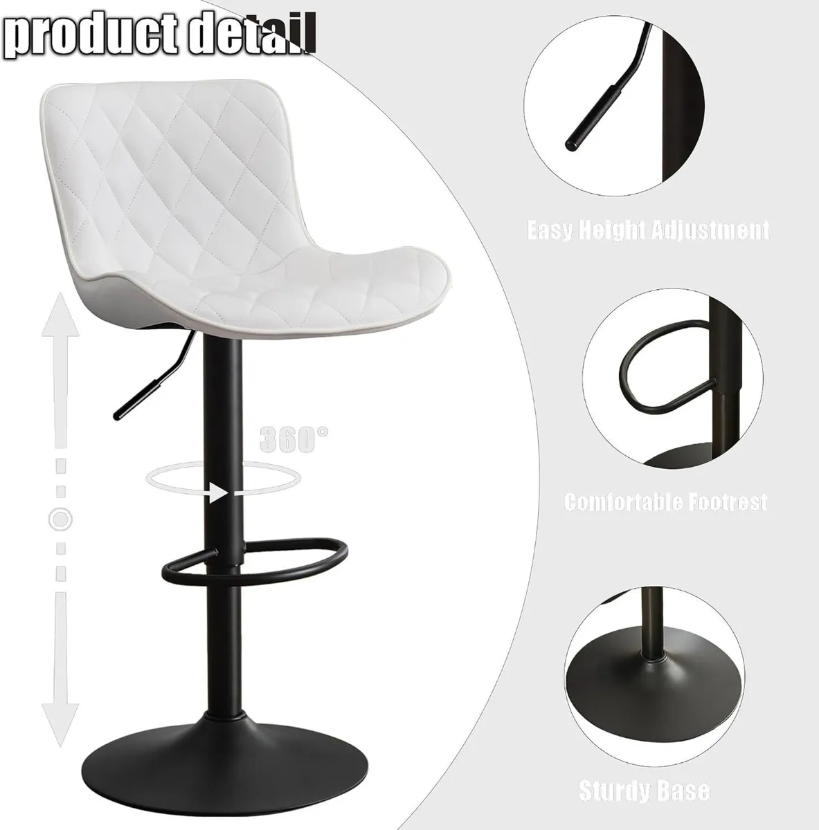Bar Stools Modern Kitchen PU Leather Barstools - Image 3