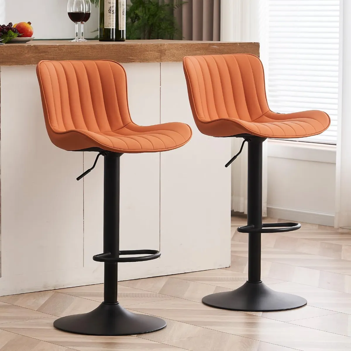 Bar Stools Modern Breakfast Camel PU Leather - Image 1
