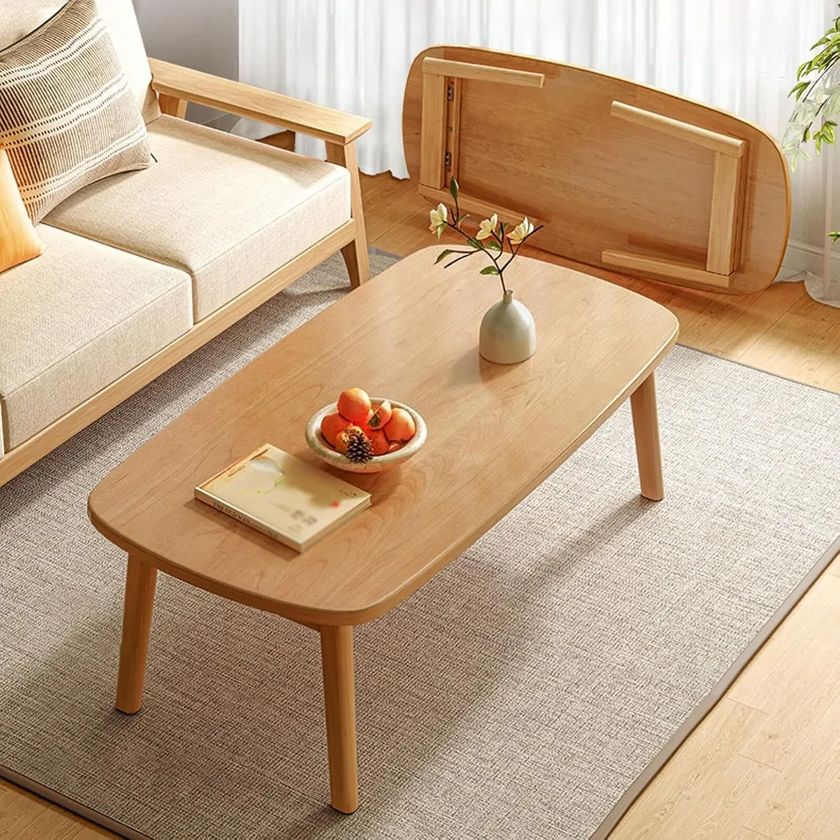 Portable Folding Coffee Table Rectangle Small - Image 2
