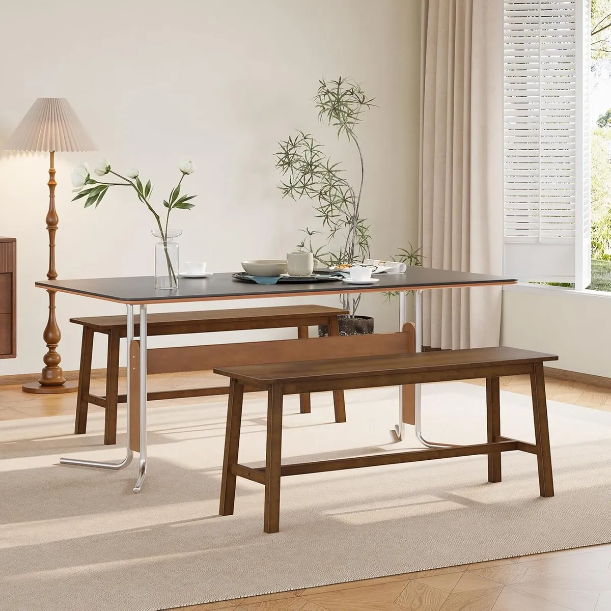 100CM Bamboo Dining Bench Farmhouse Table Seat - Image 2