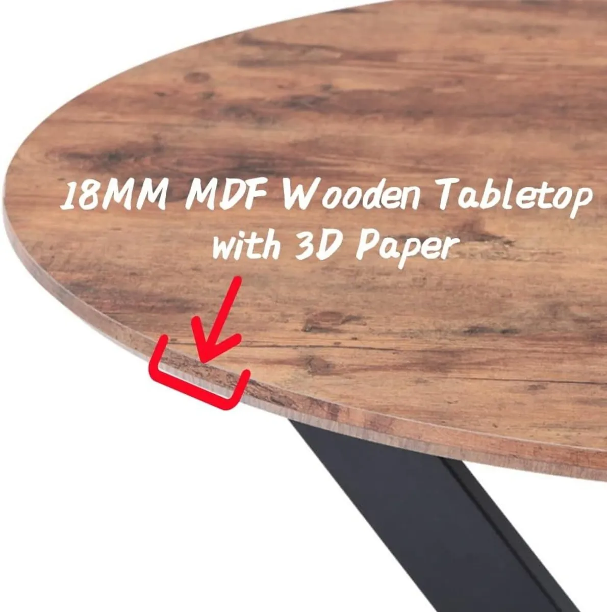 Round Dining Table Industrial Kitchen with Metal - Image 4