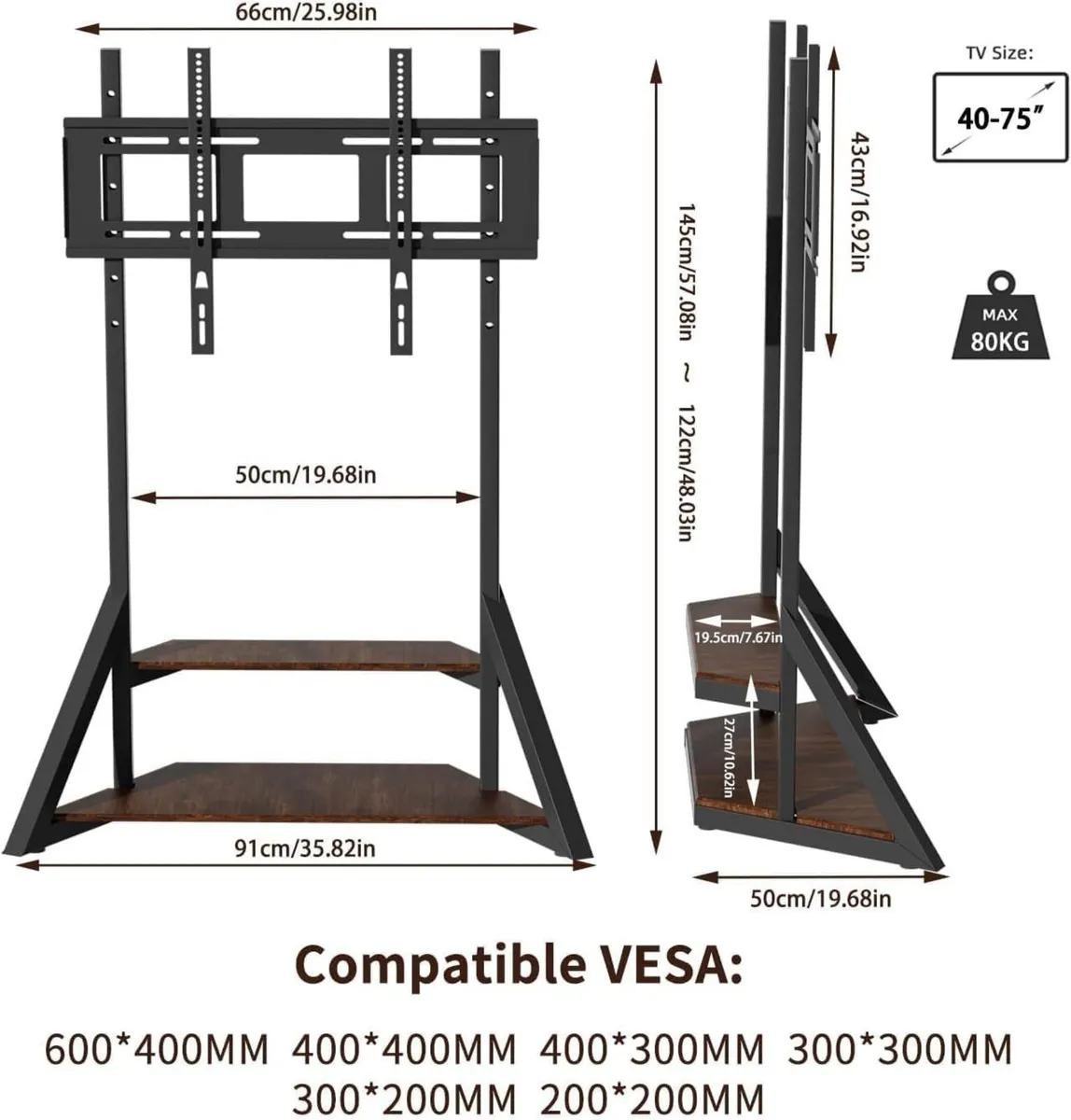 Floor TV Stand with Shelves - Image 2