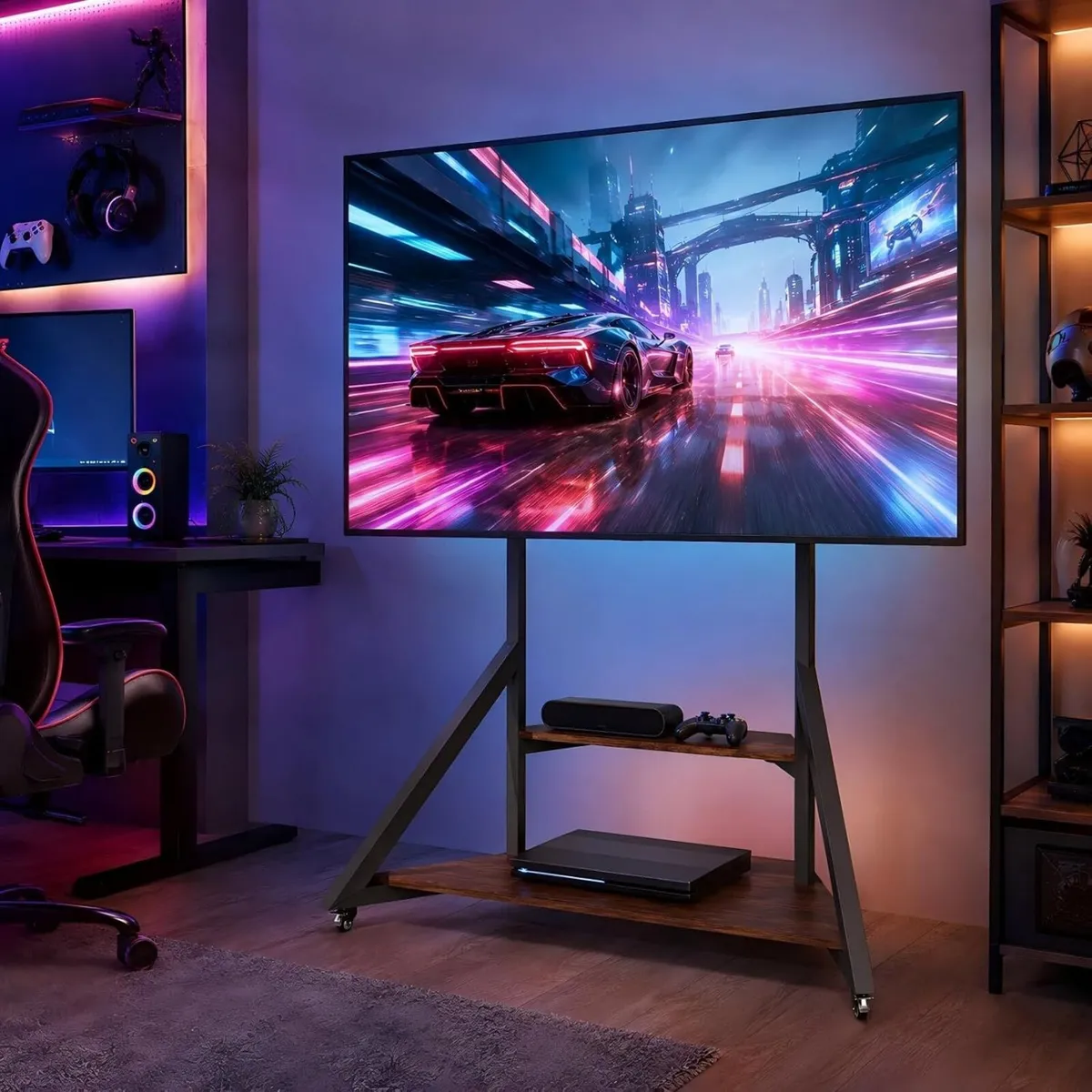 Floor TV Stand with Shelves - Image 4