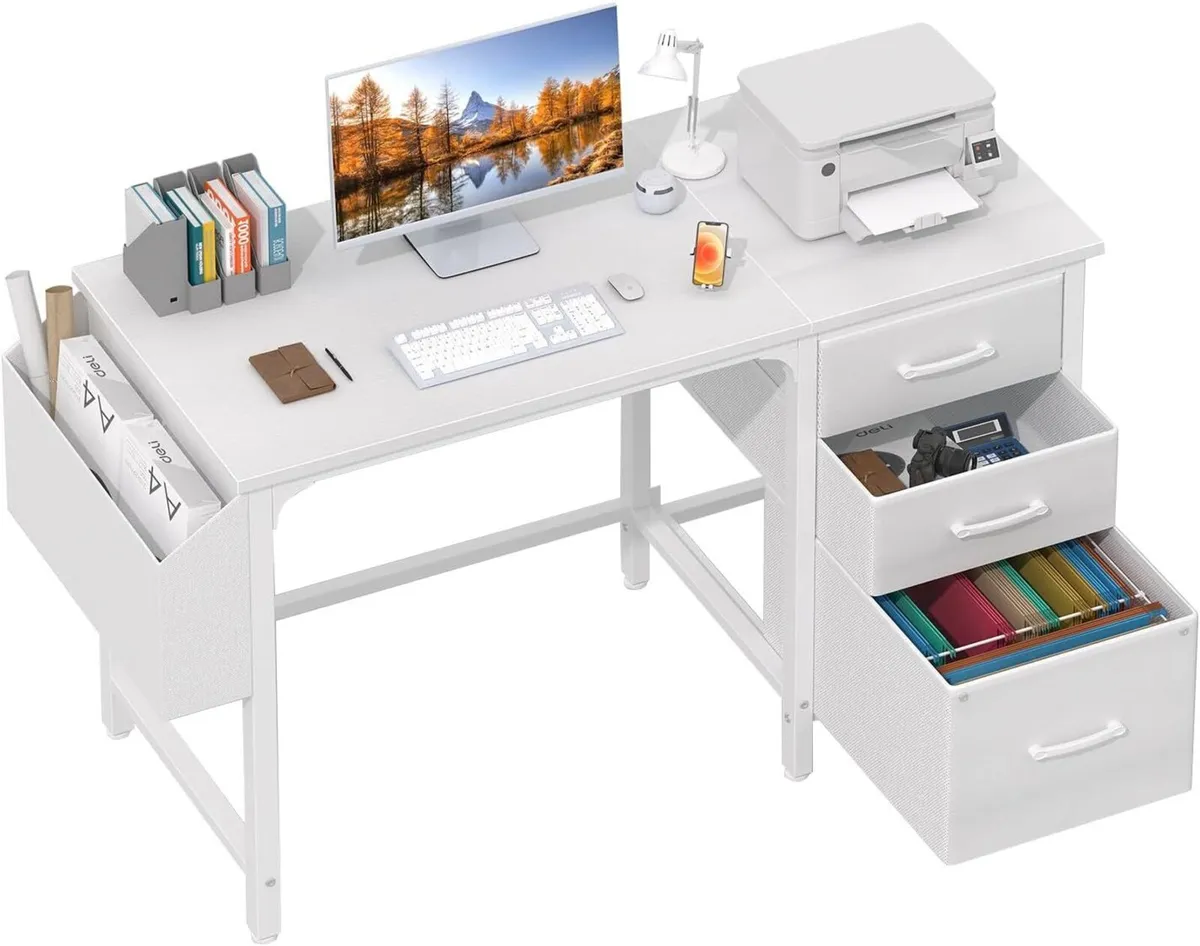 Computer Desk with Fabric File Drawers 120CM - Image 1
