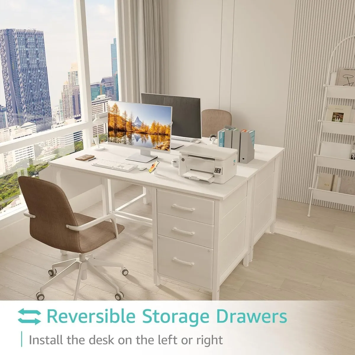 Computer Desk with Fabric File Drawers 120CM - Image 4