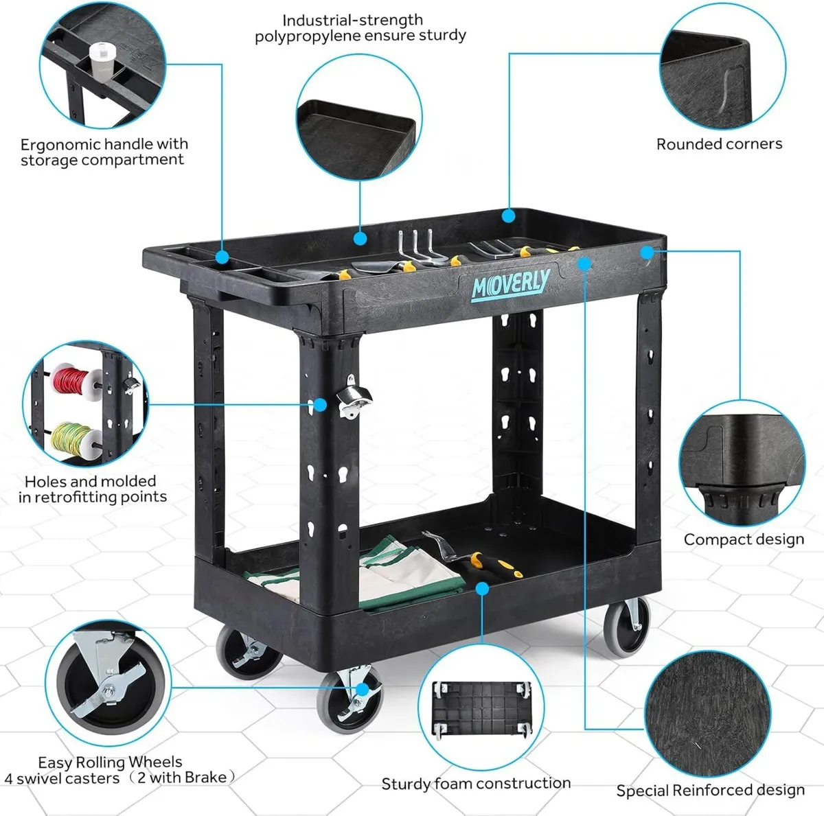 Heavy Duty Plastic Utility Cart - Image 3