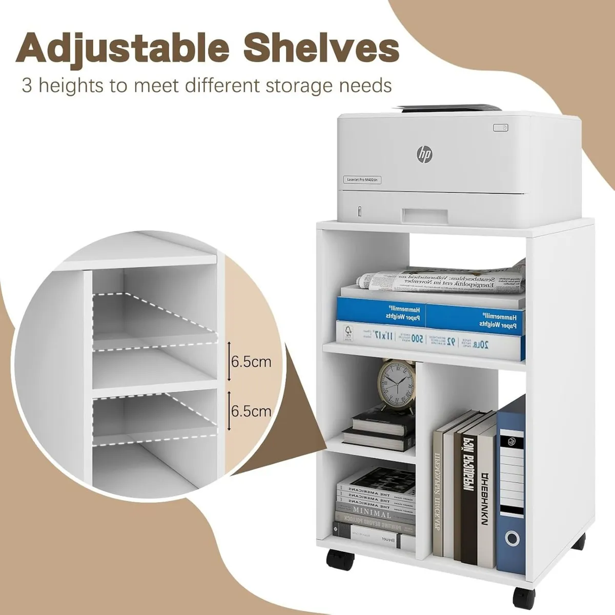 50x40x75CM Mobile Filing Cabinet with 4 Open - Image 4