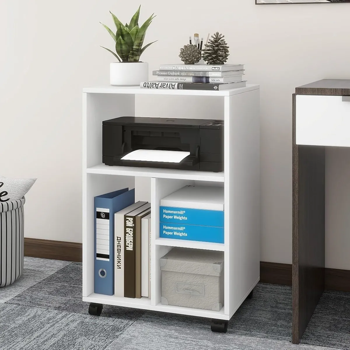 50x40x75CM Mobile Filing Cabinet with 4 Open - Image 1