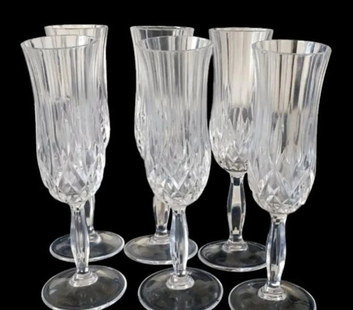 6 x Vintage RCR Harrods Crystal Champagne Flutes - Image 3