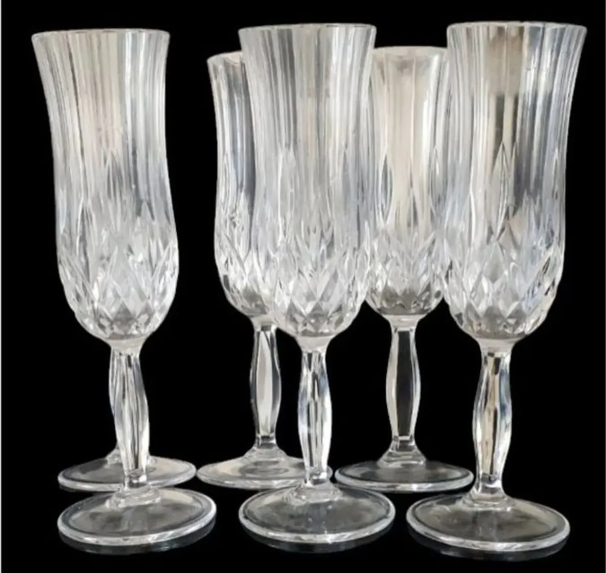 6 x Vintage RCR Harrods Crystal Champagne Flutes - Image 1