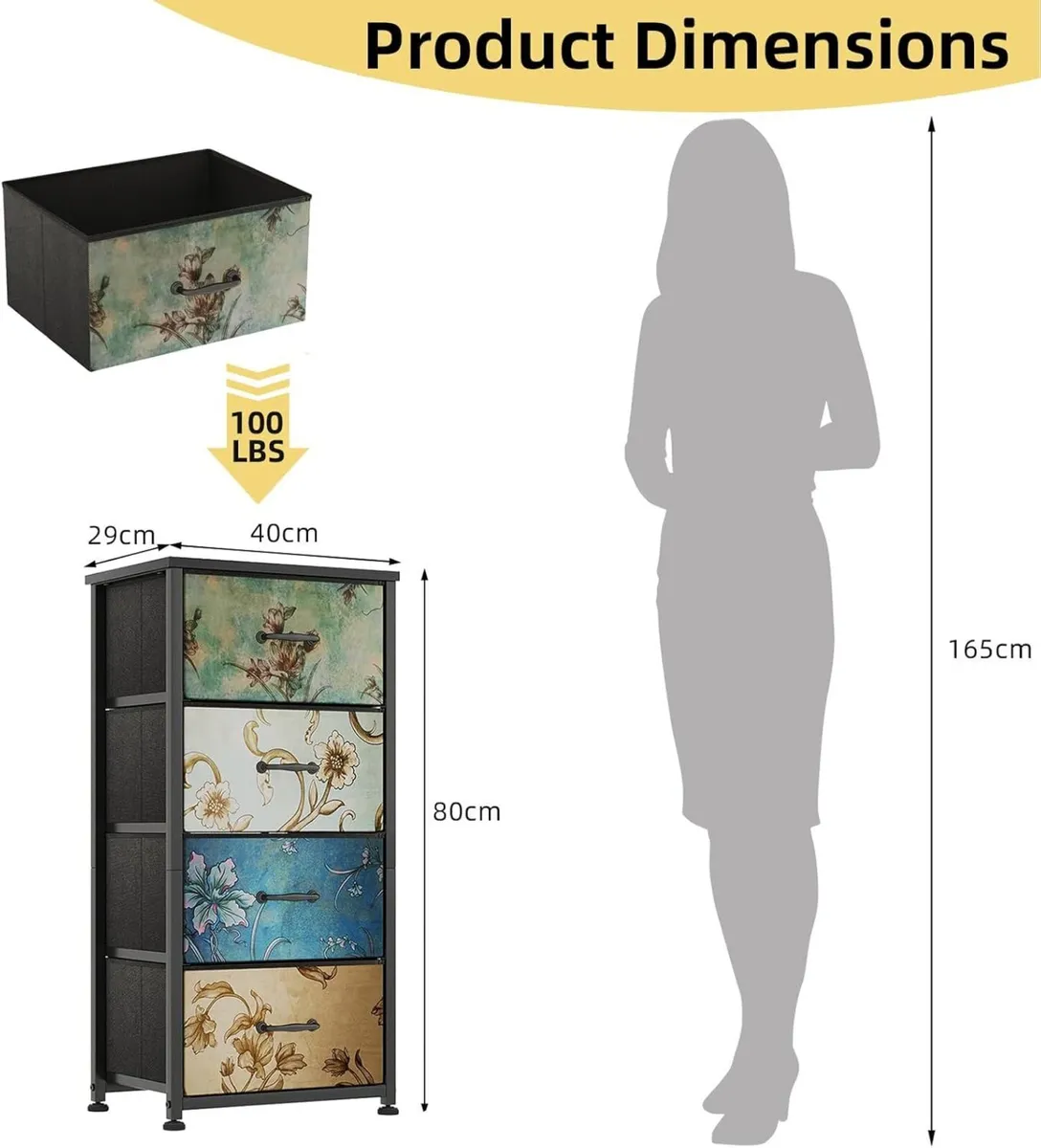 Chest of Drawers Bedroom with 4 and Flower - Image 3