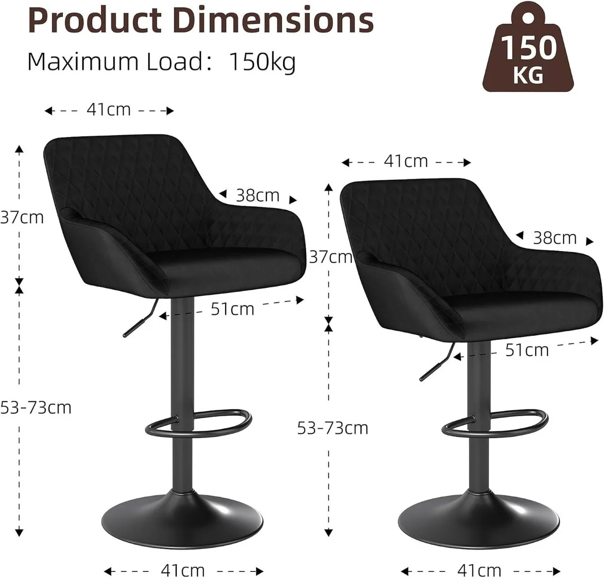 Bar Stools Height Adjustable Swivel Barstools - Image 3