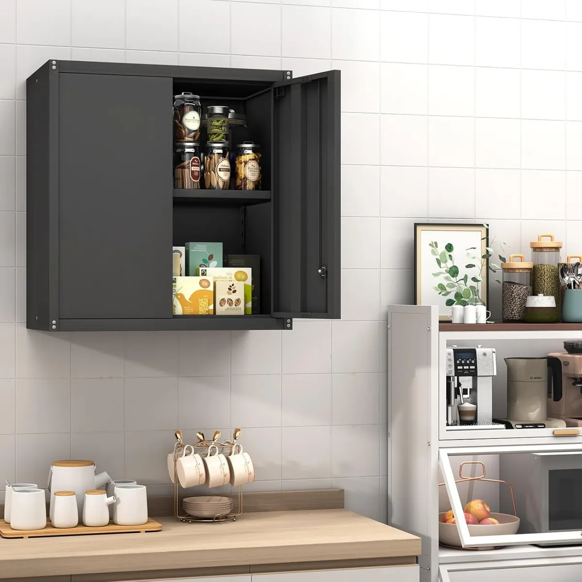 Metal Wall Cabinet Mounted Storage with Lock - Image 2