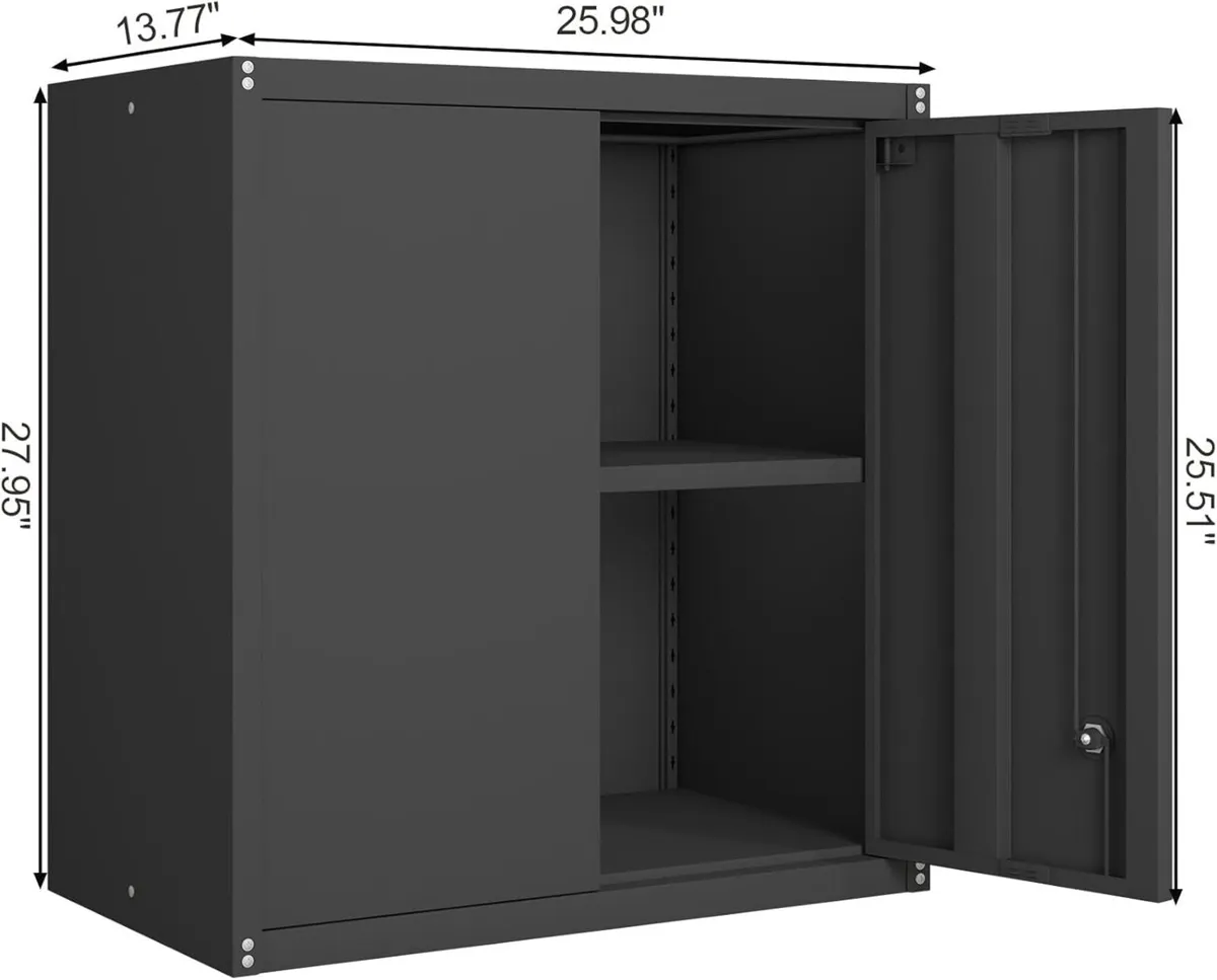 Metal Wall Cabinet Mounted Storage with Lock - Image 3