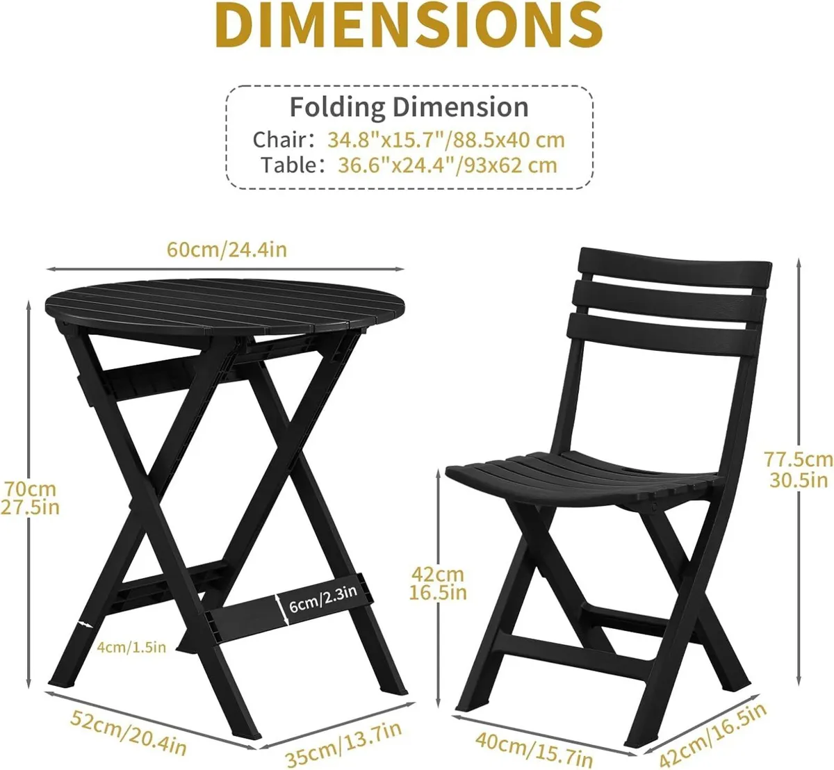Folding Bistro Set Foldable - Image 2