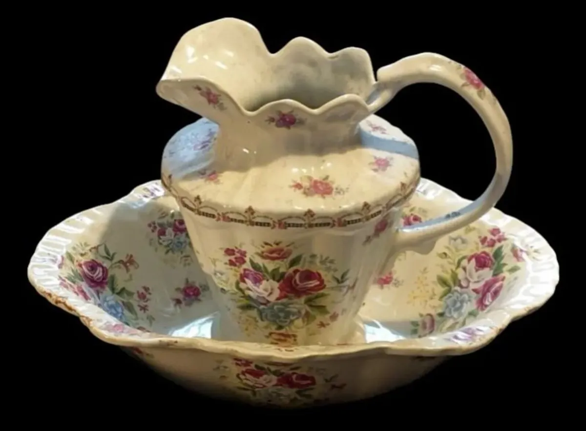 Antique Victorian Ceramic Wash Jug & Basin Set - Image 2