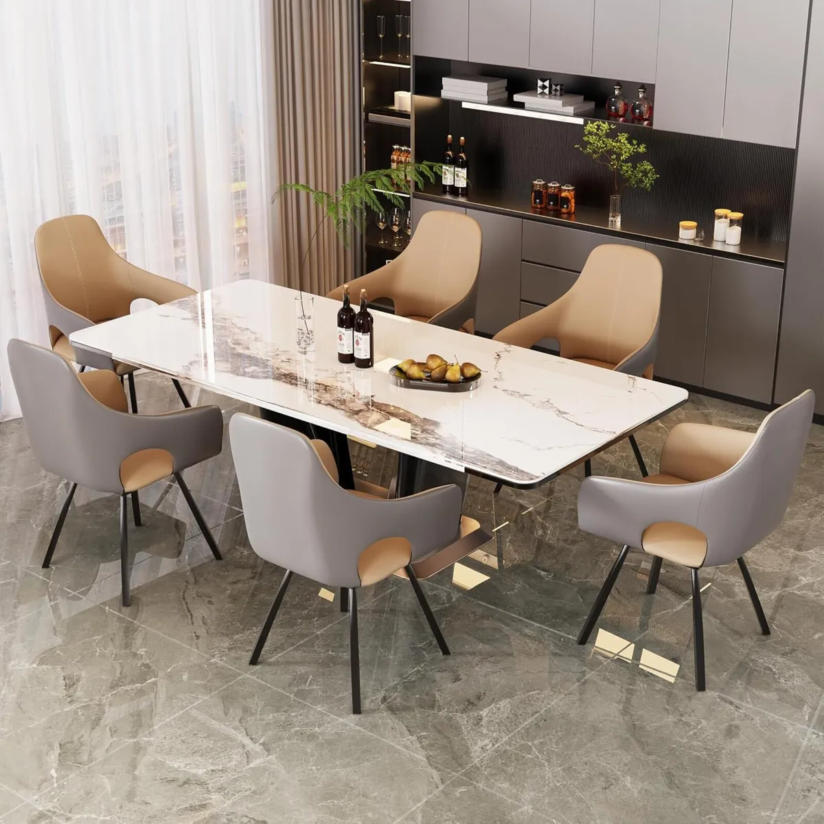 Swivel Dining Chairs Rotatable : Leather Chair - Image 2
