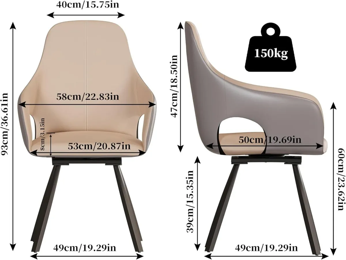 Swivel Dining Chairs Rotatable : Leather Chair - Image 3