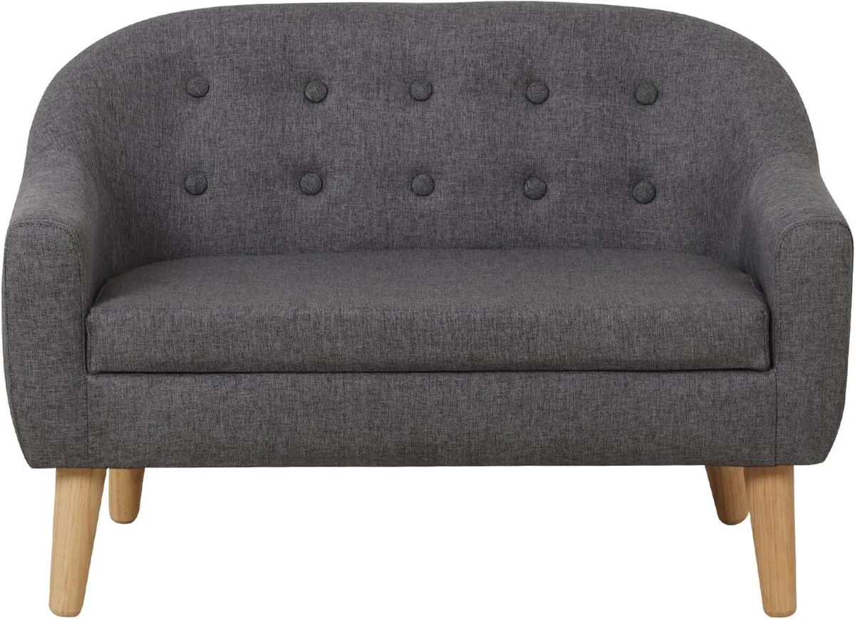 Linen Fabric Children Sofa Chair 2 Seater Wooden - Image 1