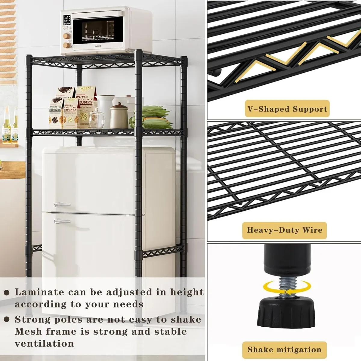 Over the Fridge Shelf Height Adjustable Metal - Image 4