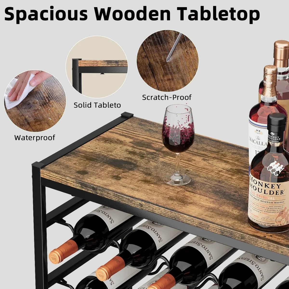 Wine Rack Free Standing Floor for 30 Bottles - Image 4