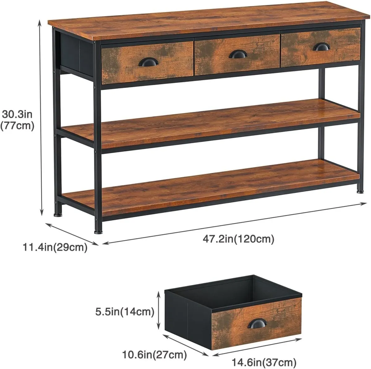 Console Table with 3 Drawers Open Shelves TV - Image 3