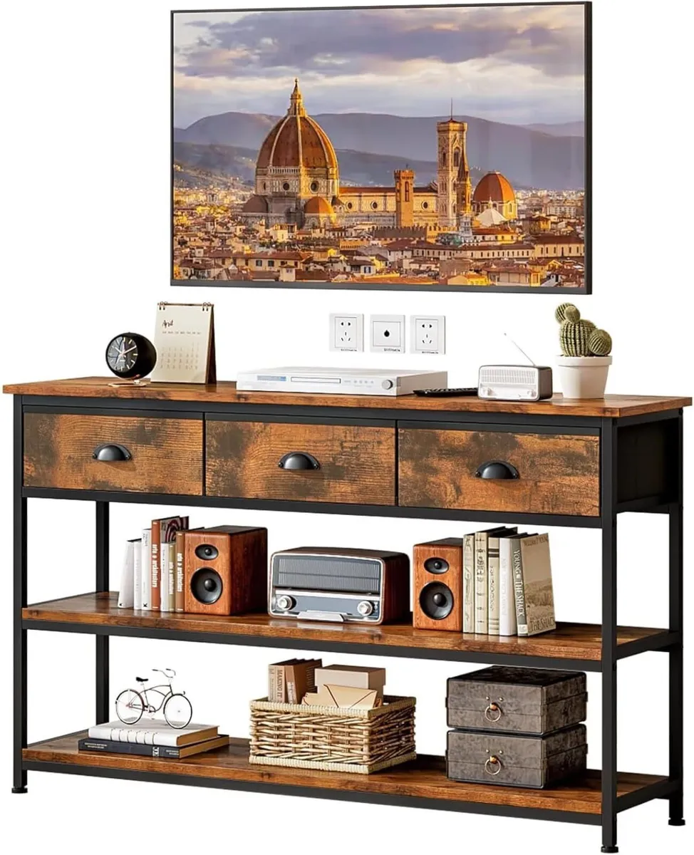 Console Table with 3 Drawers Open Shelves TV - Image 1