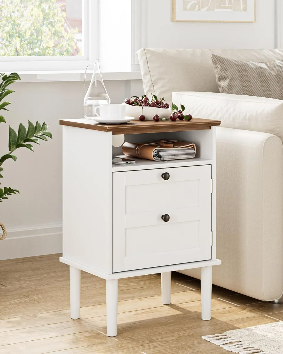 Wooden Bedside Cabinet with Door Open Top Shelf - Image 3