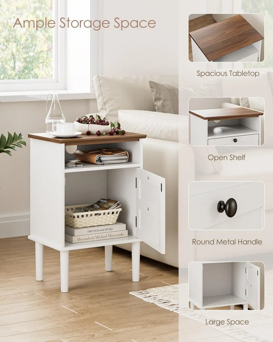 Wooden Bedside Cabinet with Door Open Top Shelf - Image 4