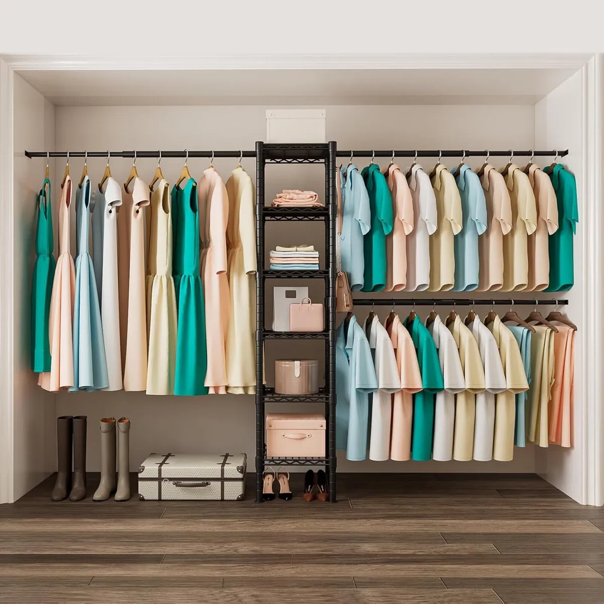 Wall Mounted Telescopic Garment Rack Coat Hanging - Image 1