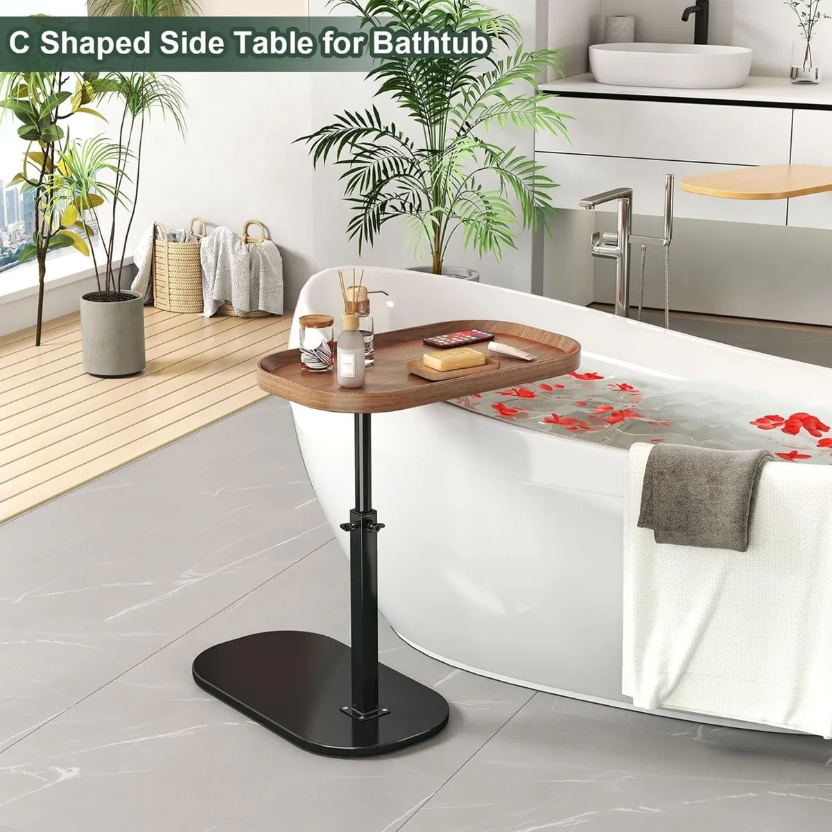 Adjustable Height C Shaped Side Table - Image 3