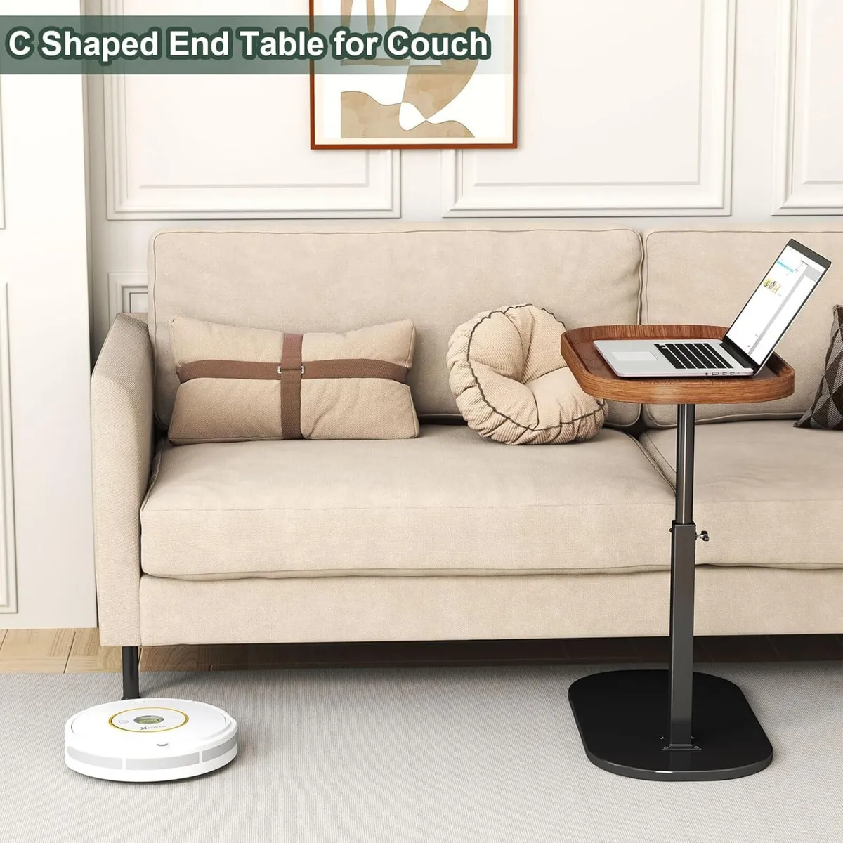 Adjustable Height C Shaped Side Table - Image 4
