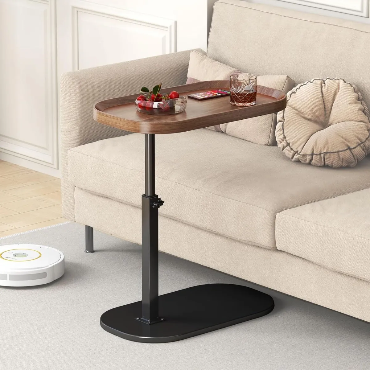 Adjustable Height C Shaped Side Table - Image 1