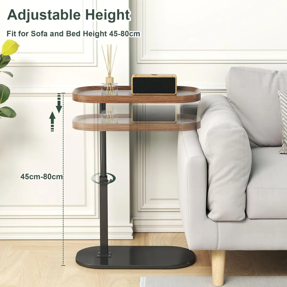 Adjustable Height C Shaped Side Table - Image 2