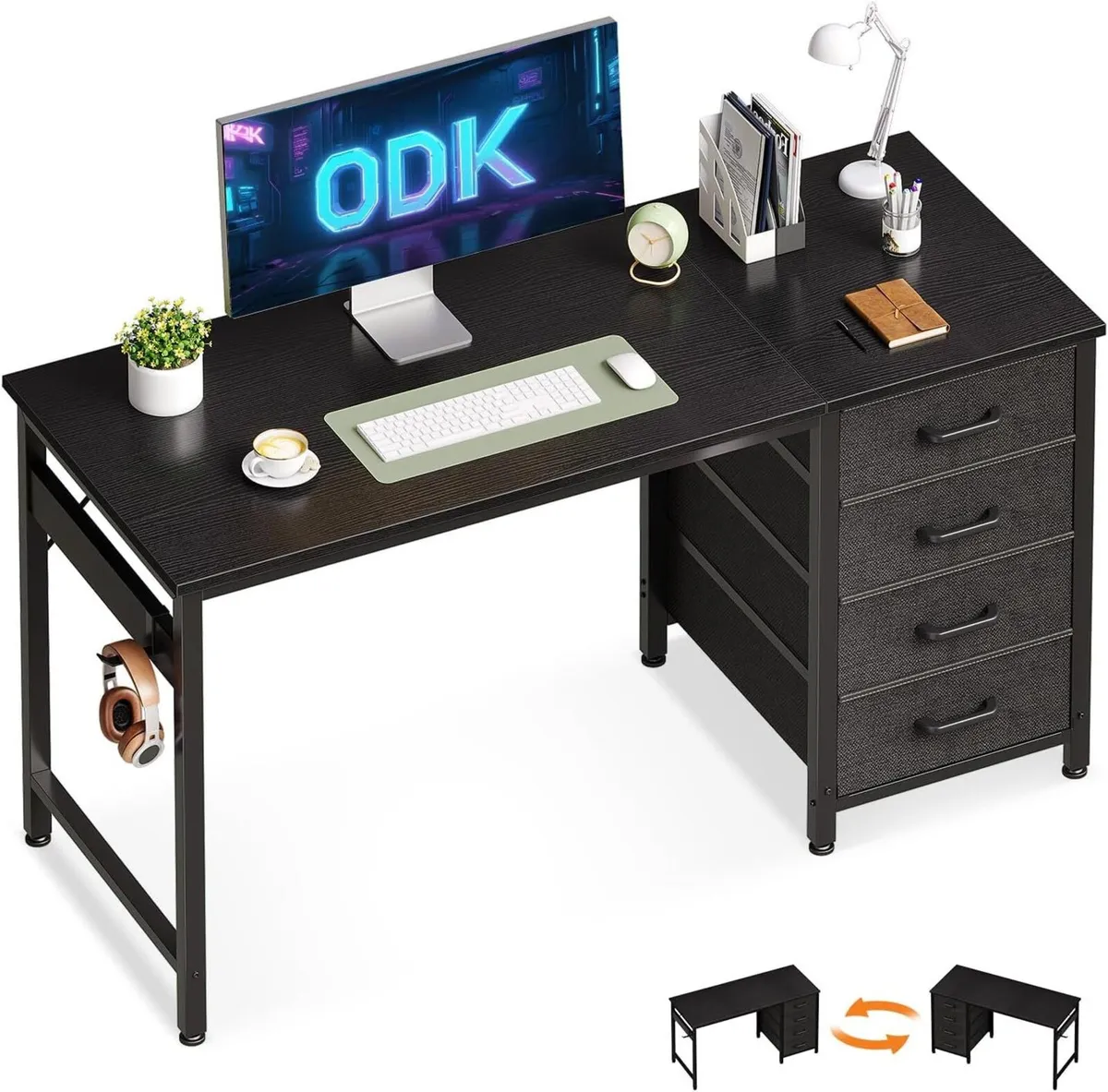 Computer Desk with Drawers Reversible Office - Image 1