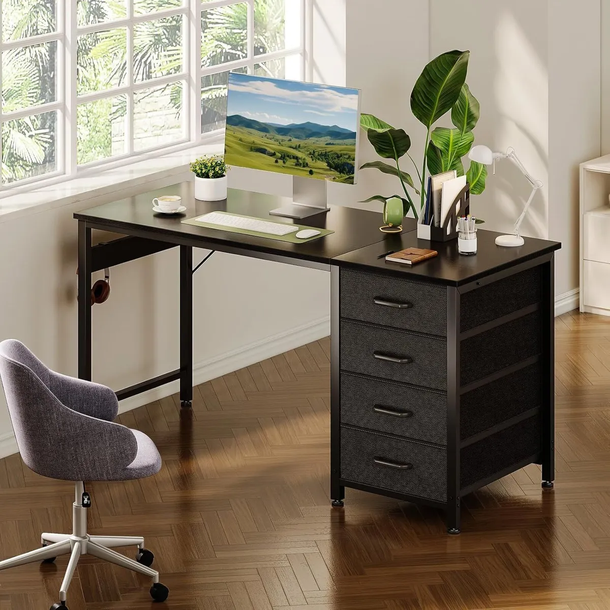 Computer Desk with Drawers Reversible Office - Image 2