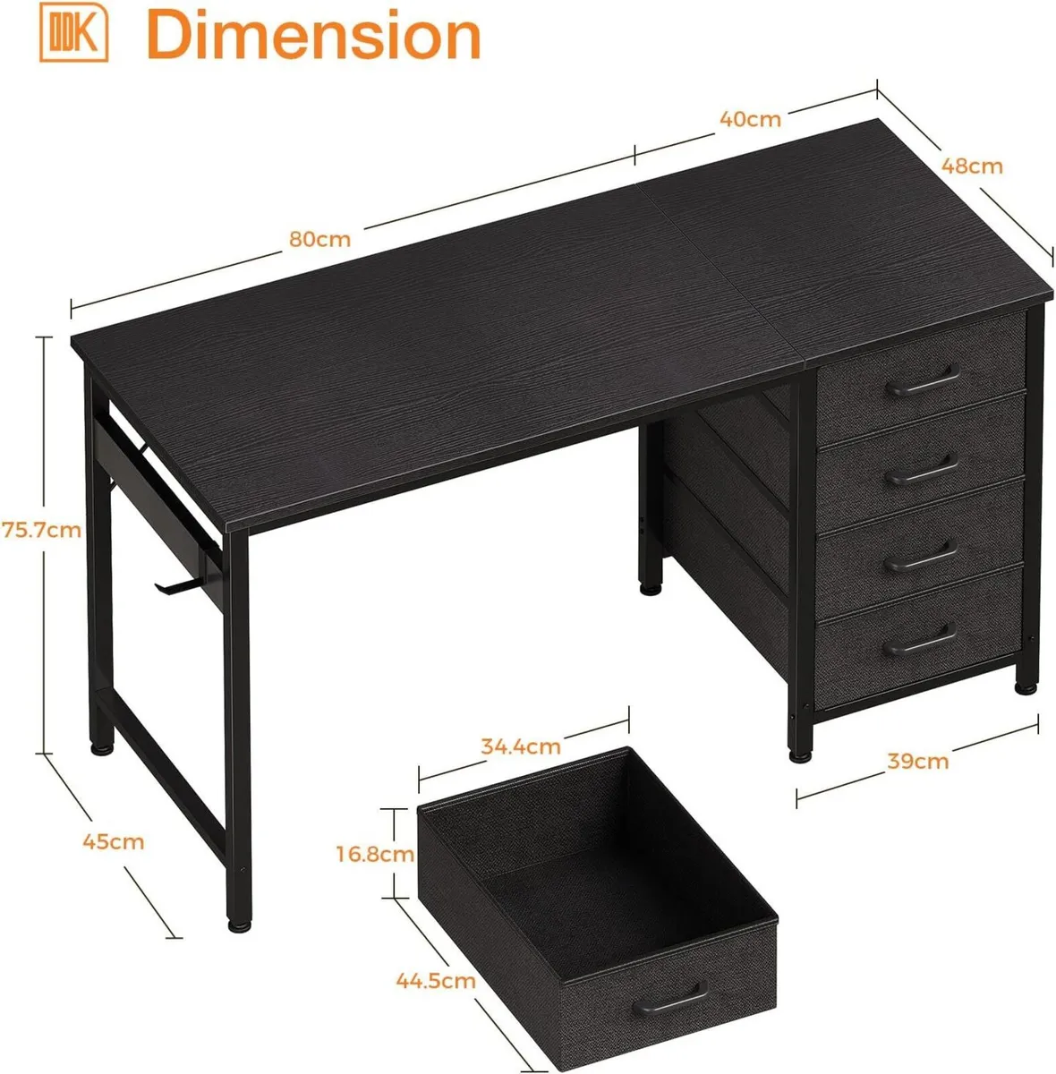 Computer Desk with Drawers Reversible Office - Image 3