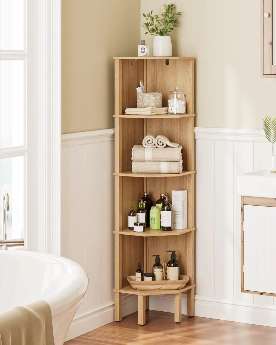 Corner Bookcase with 4 Levels Plant Shelf Display - Image 4