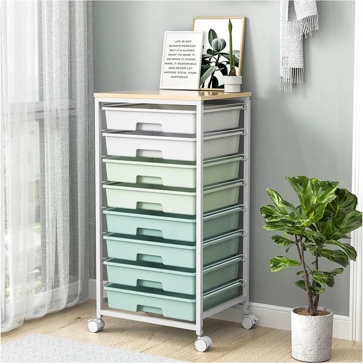 8-Drawer Storage Trolley Rolling Cart - Image 1